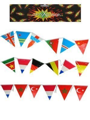 Vlaggenlijn internationaal diverse landen vlaggen 10 meter  voor binnen en buiten