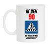 Beker met opdruk full colour wie helpt me oversteken? 90 jaar leeftijd 