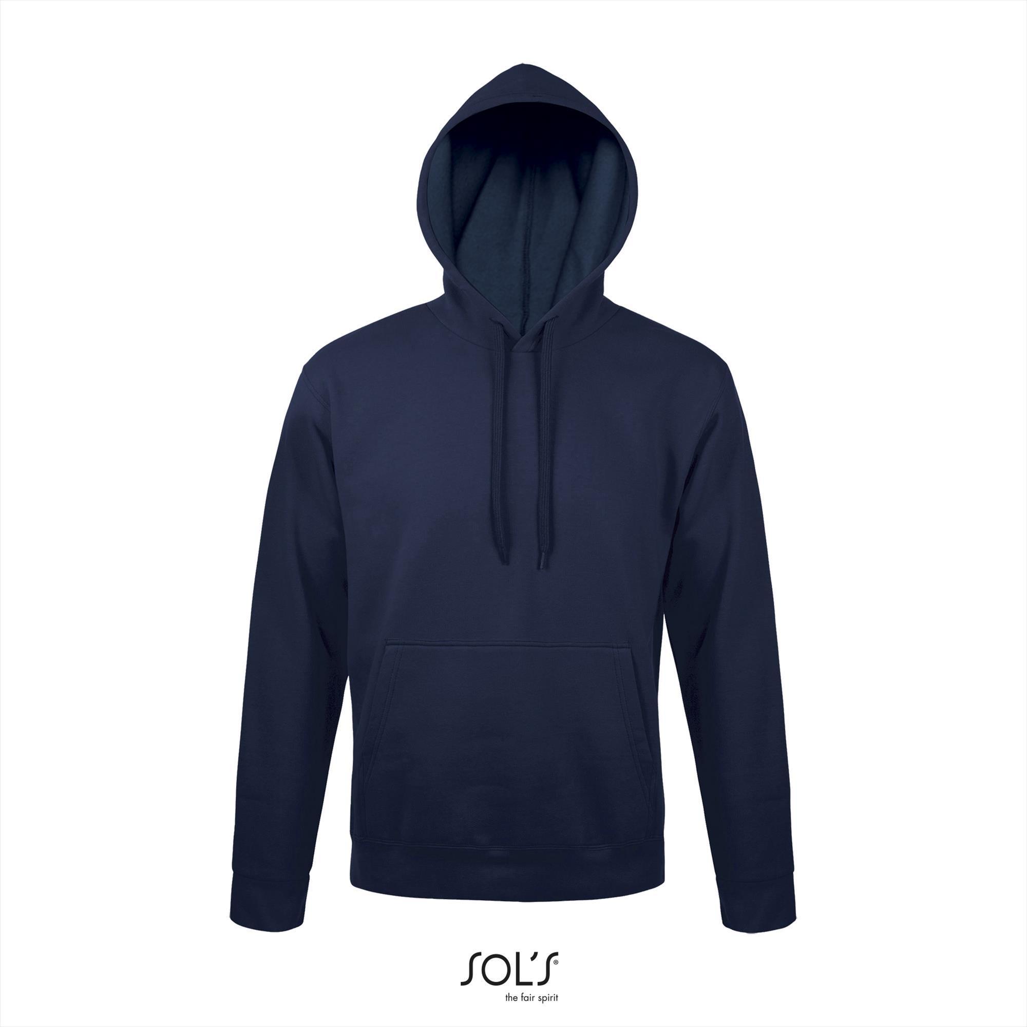 Donker blauwe hooded sweater voor mannen unisex