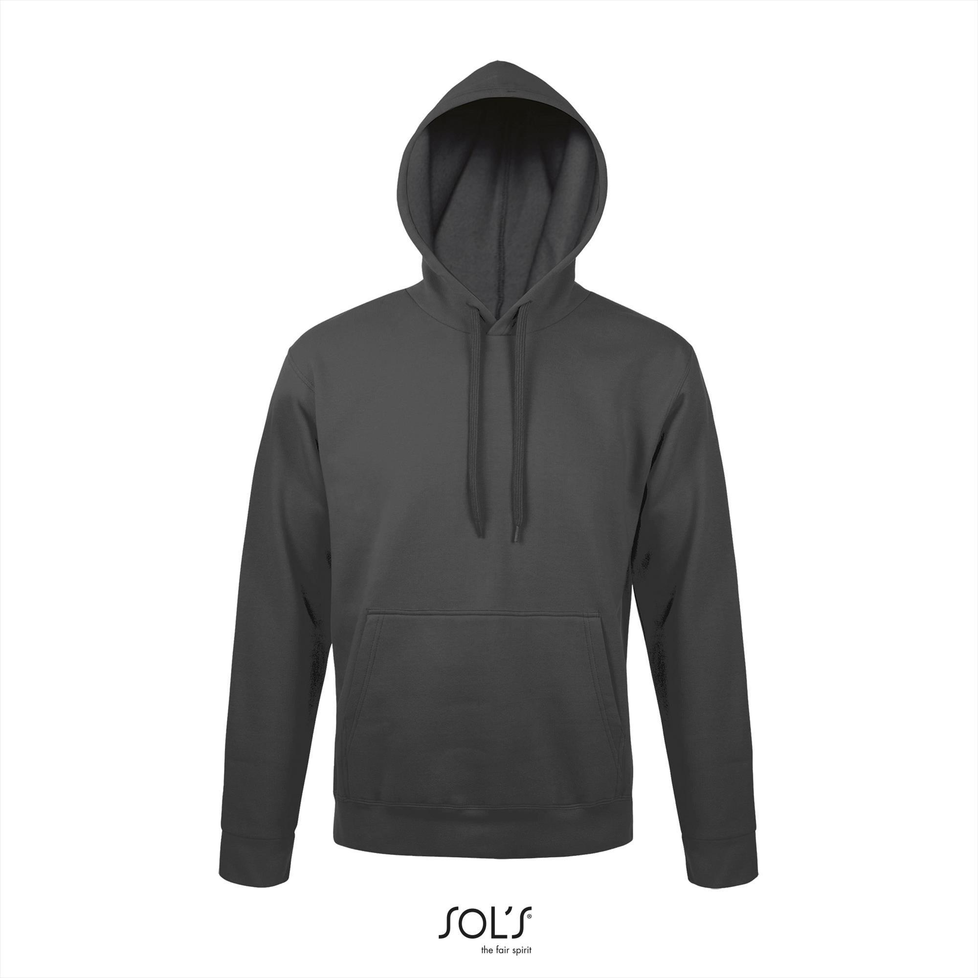 Donker grijze hooded sweater voor mannen unisex