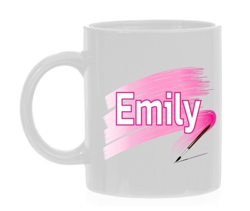 Emily naam - voornaam kado mok - mok met roze verfstrepen - Gepersonaliseerde mok beker met naam 