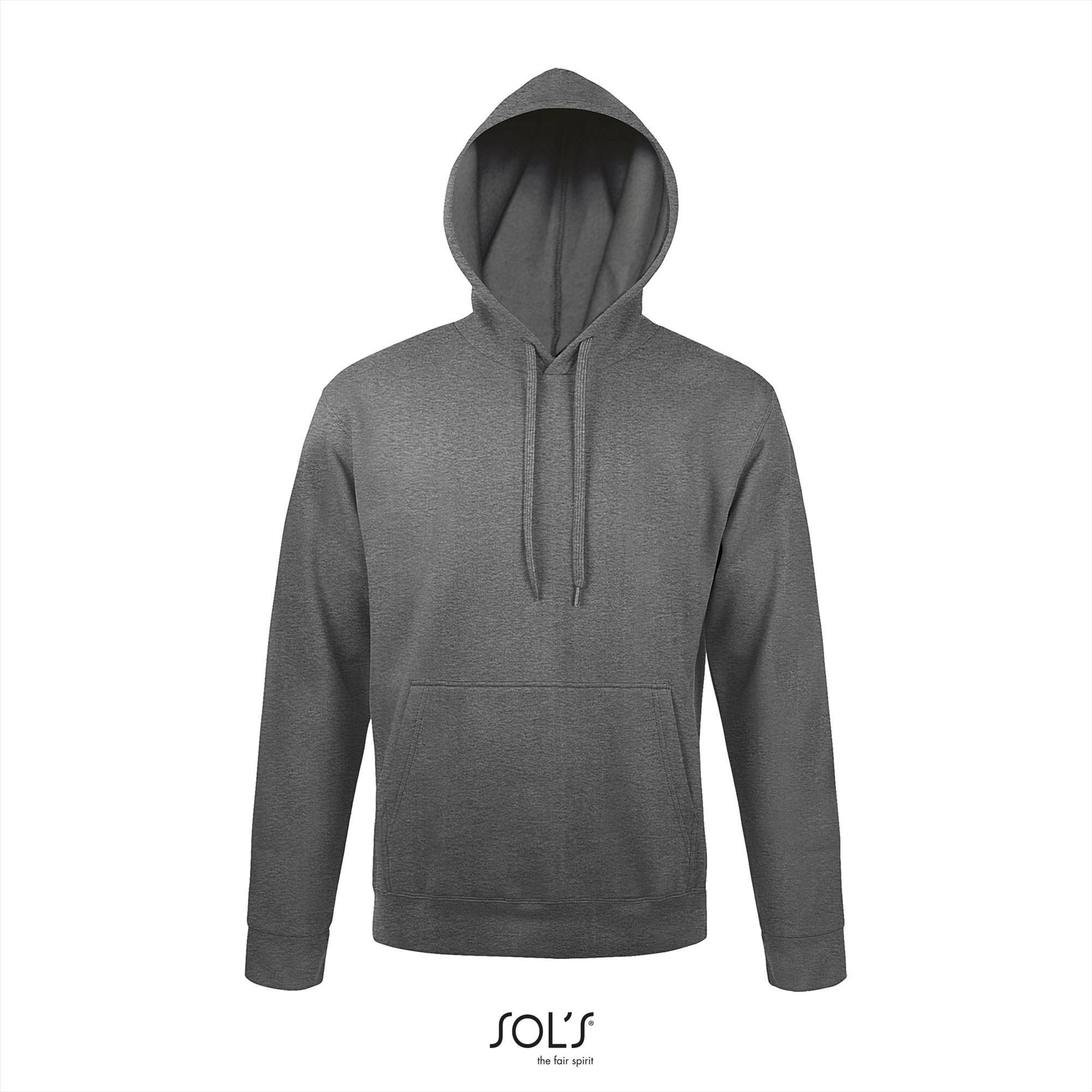 Grijze  hooded sweater voor mannen unisex.