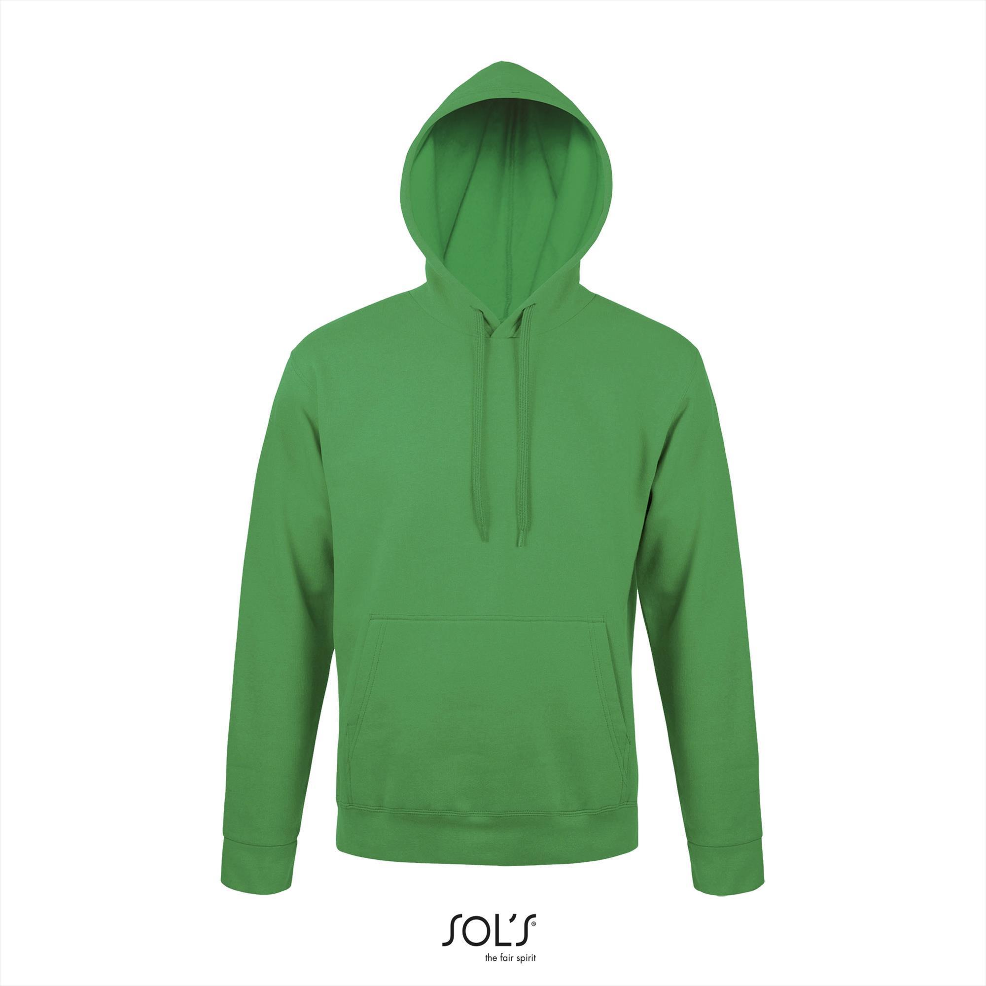 Groene  hooded sweater voor mannen unisex groen
