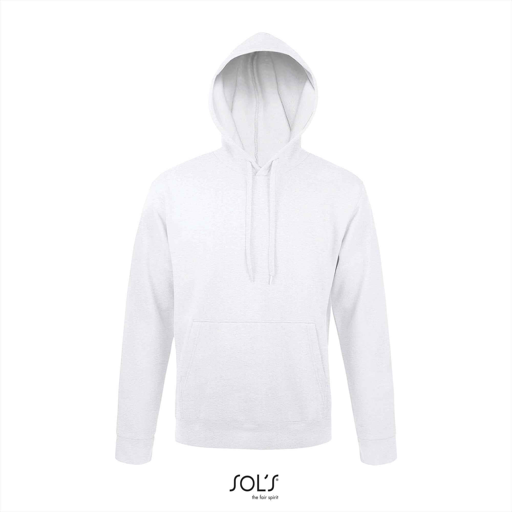 hooded sweater voor mannen unisex. asch grijs met wit