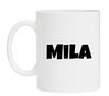 foto 1 mok met naam de Mila in het roze erop gedrukt.