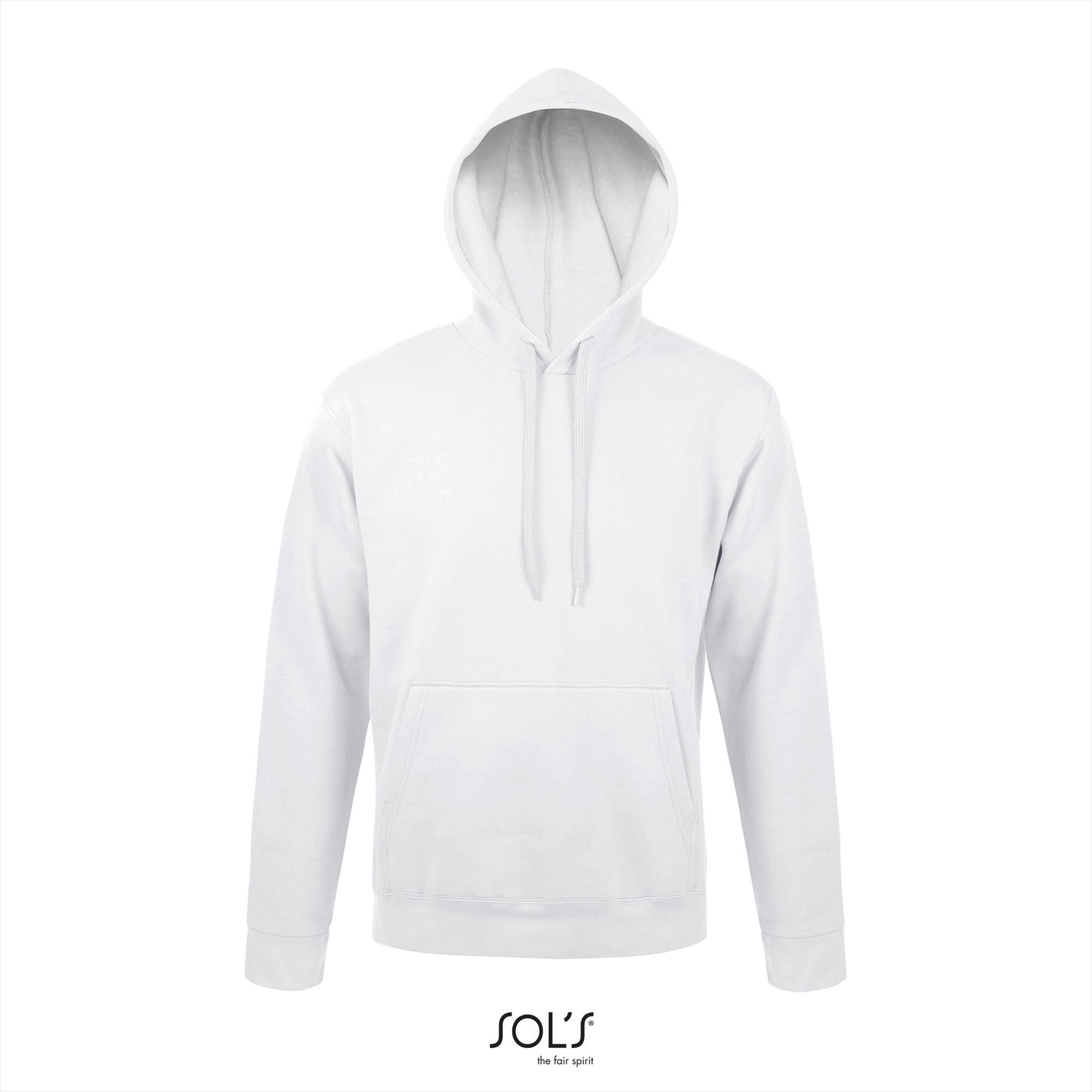 Witte hooded sweater voor mannen unisex. wit