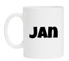 foto 1 Witte mok met naam Jan als op druk jan een jongensnaam