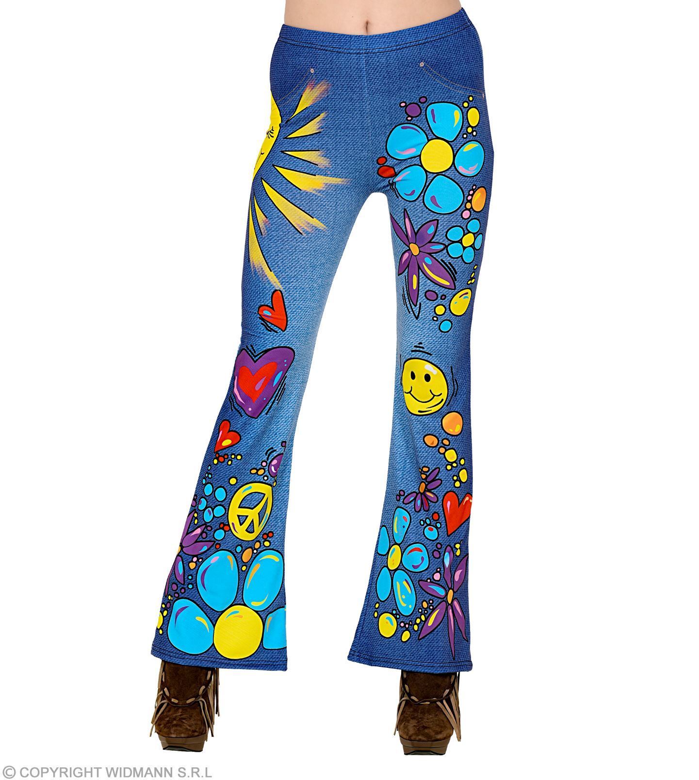 70's legging hippie jeans L/X flower power tijd
