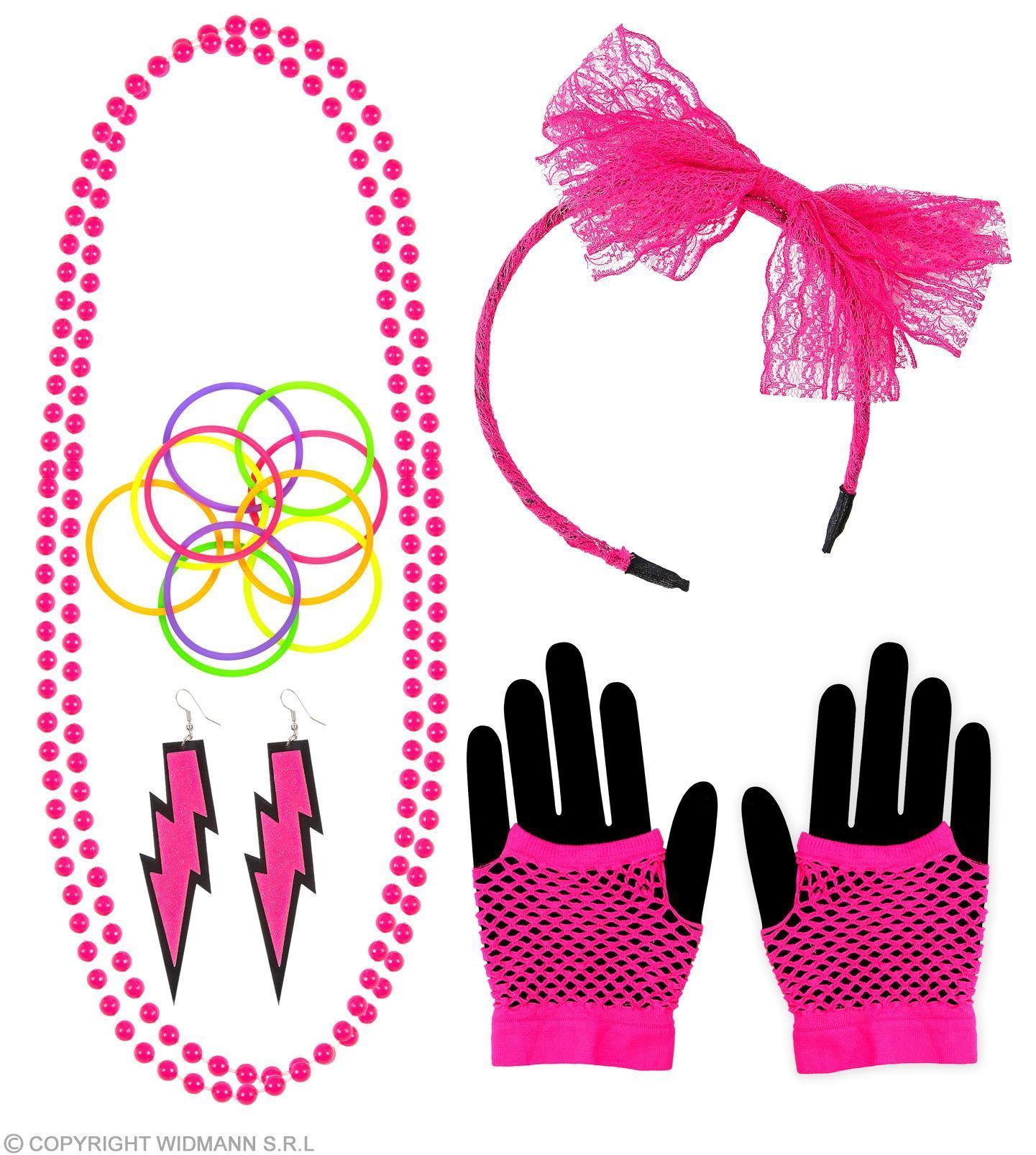 80's fashion neon roze accessoires kit set
