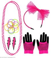 Vriendin vastleggen Neerduwen 80's fashion neon roze accessoires kit set