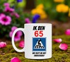 foto 4 Beker leeftijd 65 jaar verjaardag met humoristische opdruk