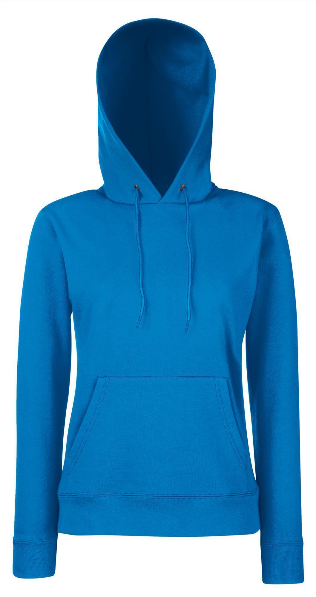 blauwe Dames sweater Lady-Fit met gevoerde capuchon hooded blauw