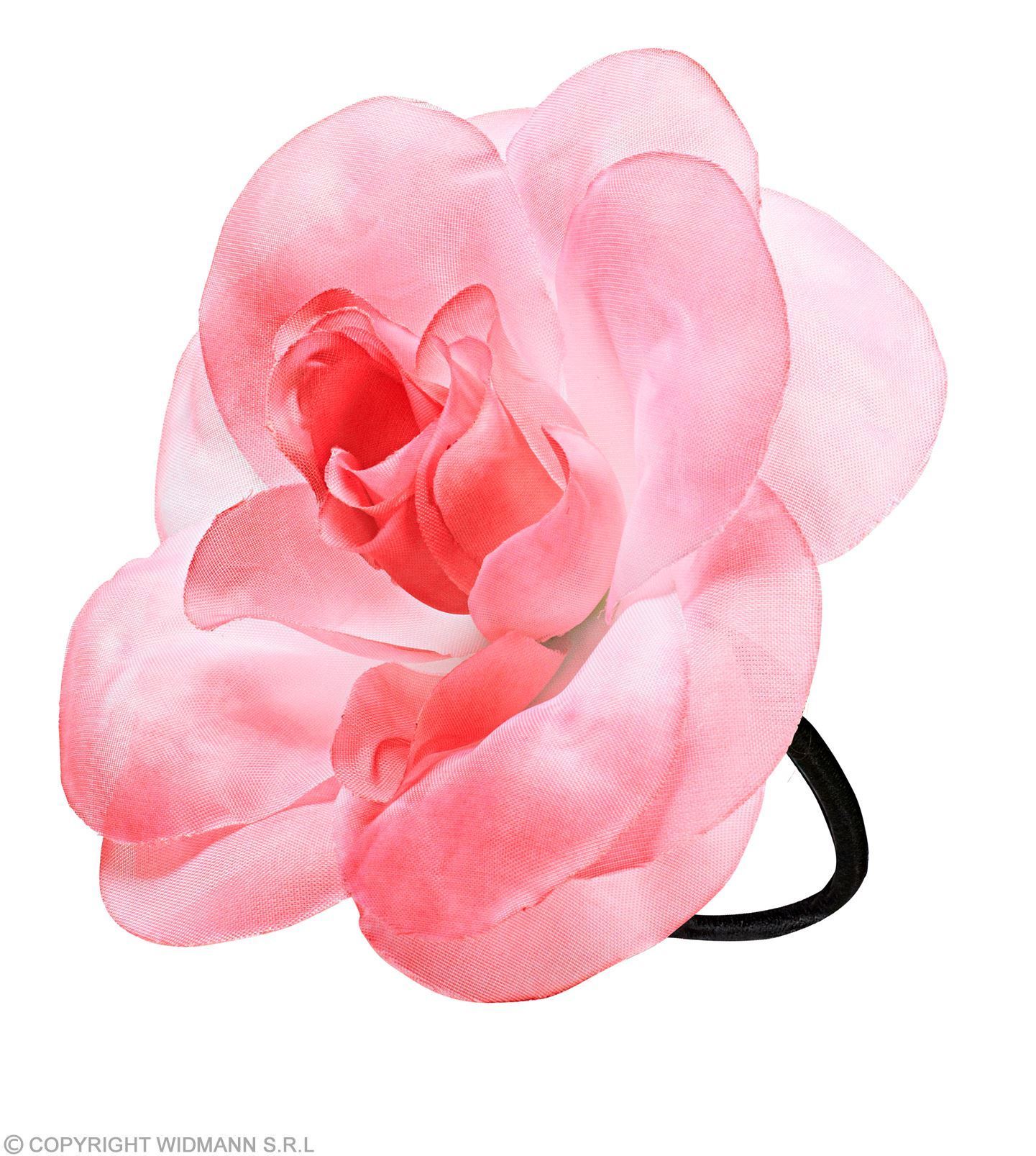 bloem voor in haar met elastiek, roze