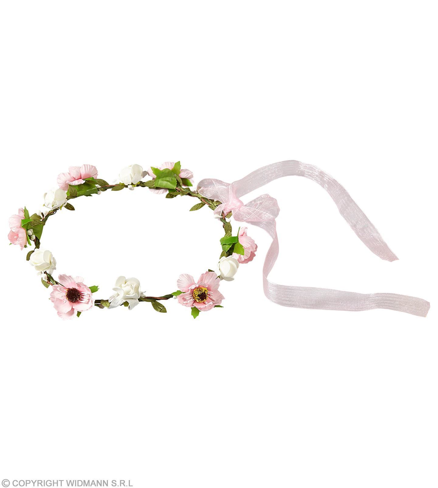 Bloemendiadeem roze met lint flower power peace love happeness haarband bloemen diadeem