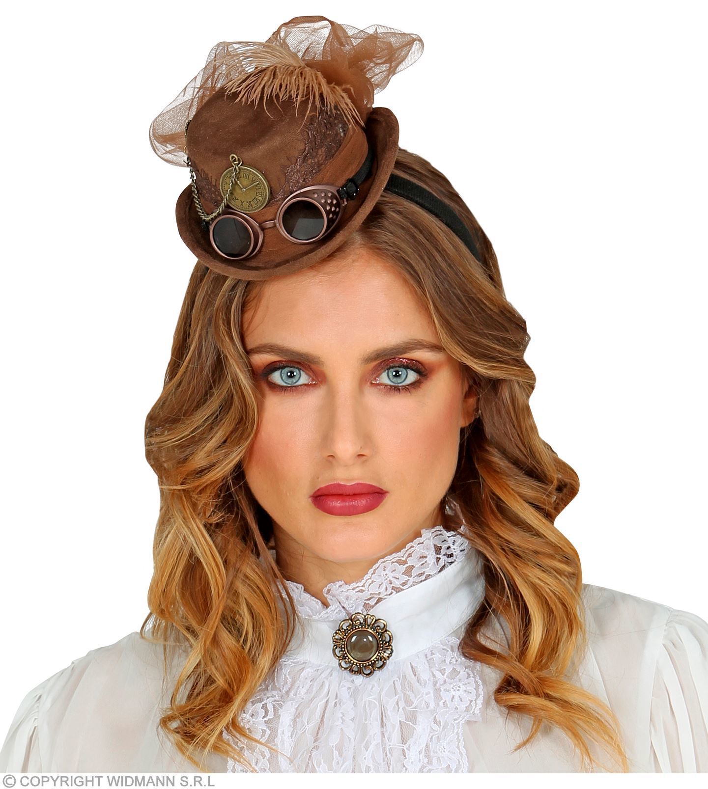 Bruine mini hoge hoed steampunk