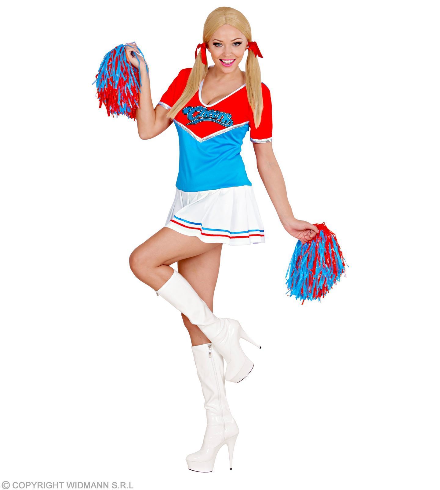 cheerleader rood met blauw volwassen dames