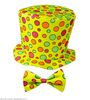 Clown hoge hoed en strik clown, geel voor kinderen