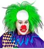 foto 2 clown pruik met groen haar zijkanten en een kale kop!