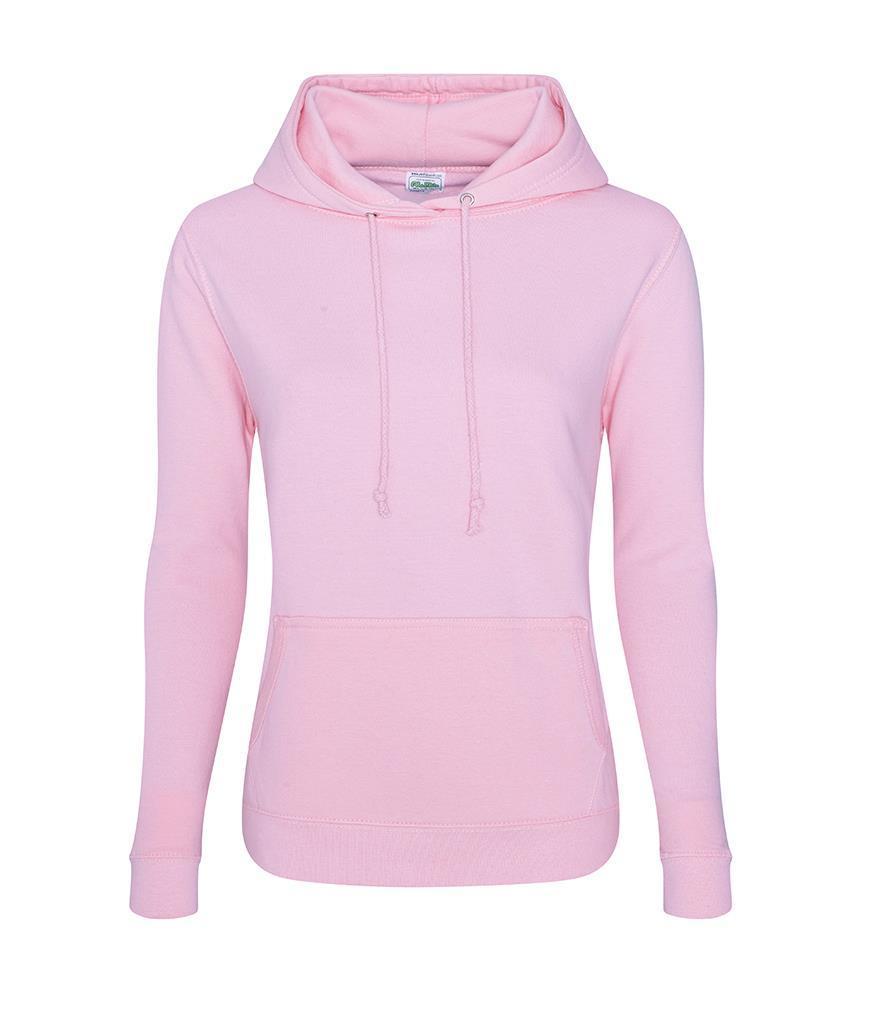 Dames Hoodie Ladies College hooded sweatshirt baby roze