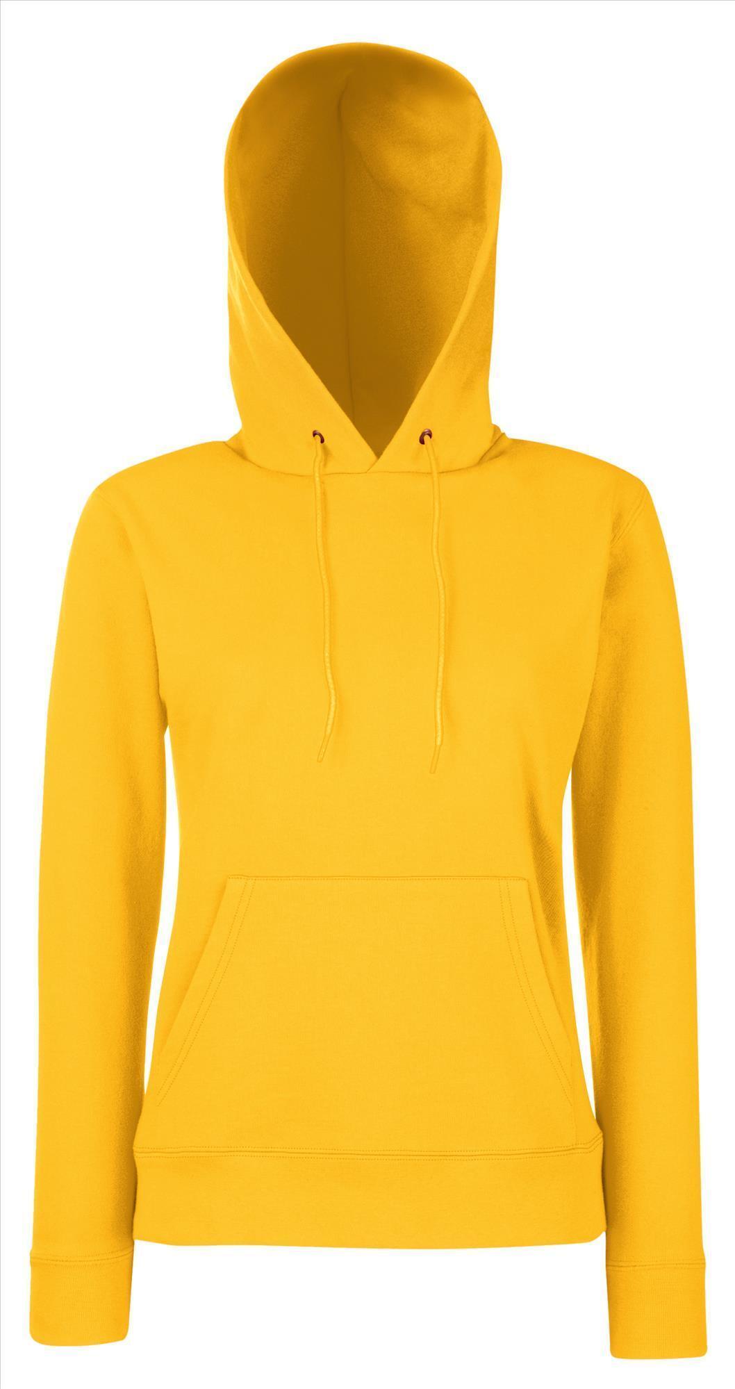 Dames sweater Lady-Fit met gevoerde capuchon hooded geel
