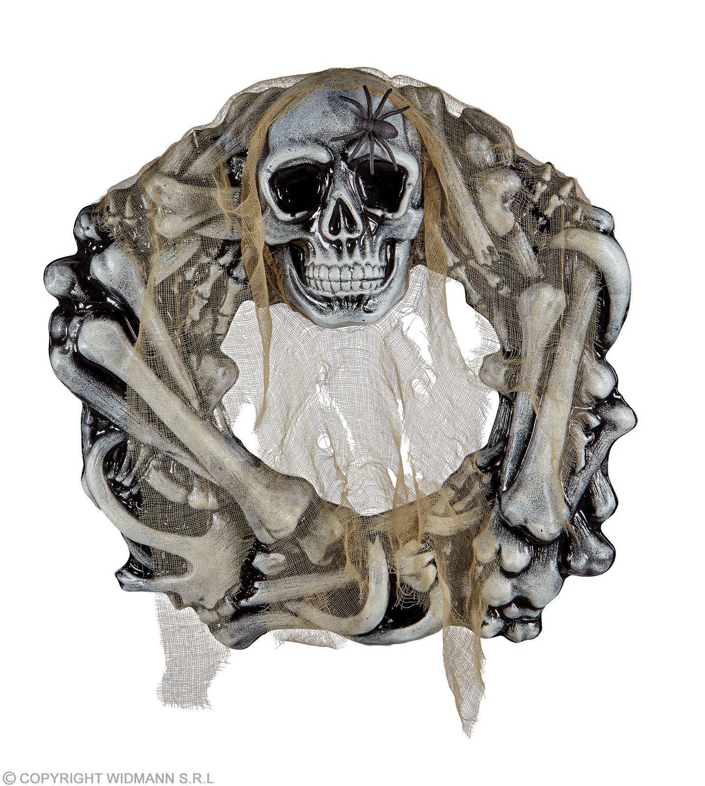 decoratie halloween kroon schedels en botten met spinnen 50cm