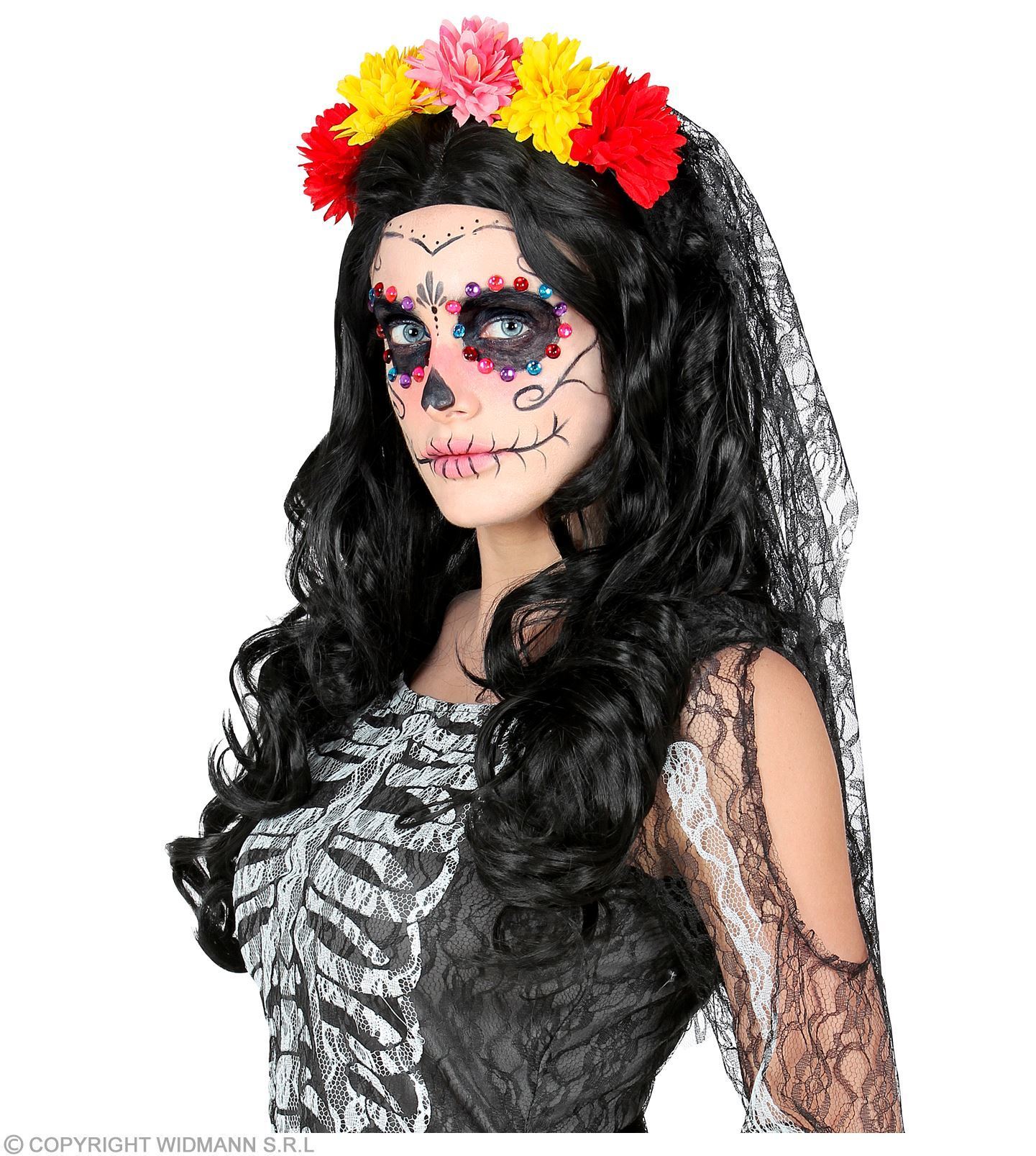 dia de los muertos sluier met bloemen