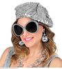 foto 2 Disco set 80's baret met lovertjes, glitterbril, discobal-oorbellen glitter zilver foute disco set
