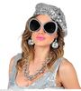 foto 3 Disco set 80's baret met lovertjes, glitterbril, discobal-oorbellen glitter zilver foute disco set