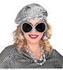 foto 4 Disco set 80's baret met lovertjes, glitterbril, discobal-oorbellen glitter zilver foute disco set