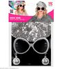 foto 5 Disco set 80's baret met lovertjes, glitterbril, discobal-oorbellen glitter zilver foute disco set
