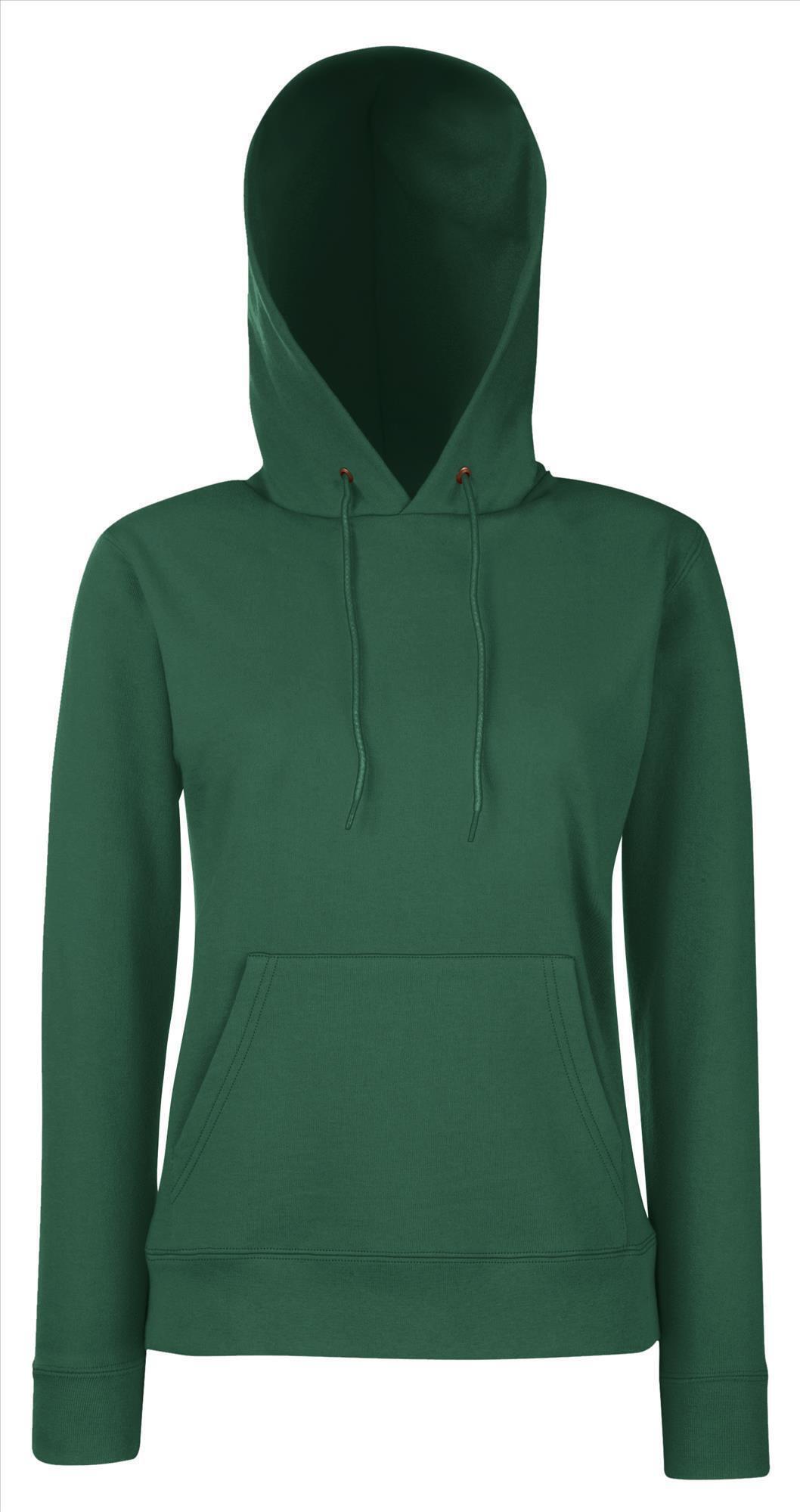 Donker groene Dames sweater Lady-Fit met gevoerde capuchon hooded  bottle green