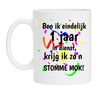 Eindelijk 1 jaar in dienst stomme feestelijke mok full colour