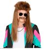 foto 3 Foute pruik met lang bruin haar en snor 80e jaren stijl
