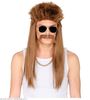 foto 4 Foute pruik met lang bruin haar en snor 80e jaren stijl