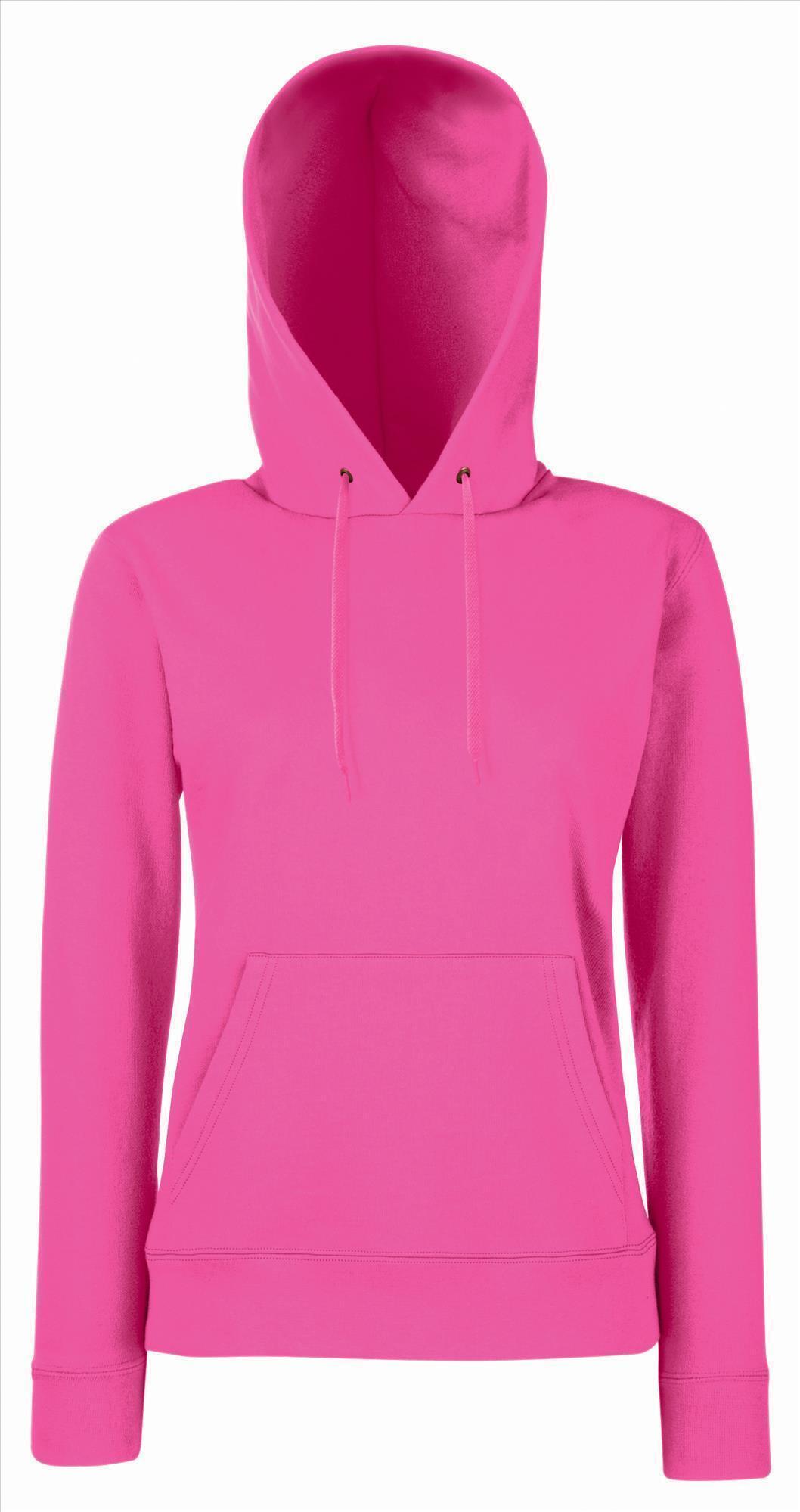 fuchsia roze Dames sweater Lady-Fit met gevoerde capuchon hooded 