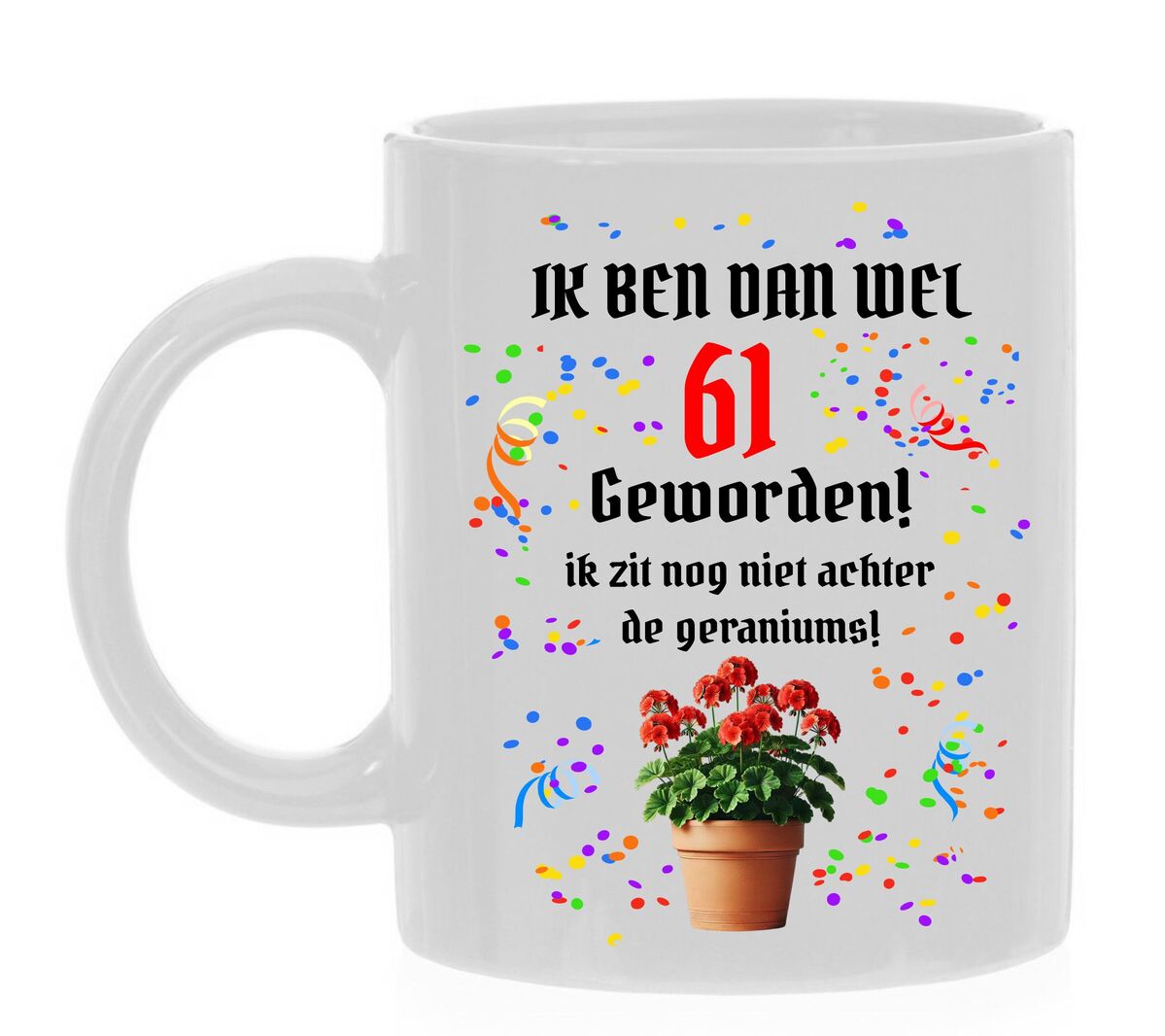 Geschenk mok full colour voor de leeftijd verjaardag 61 jaar 