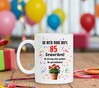 foto 3 Geschenk mok met leuke tekst en schitterende print geraniums 85 jaar