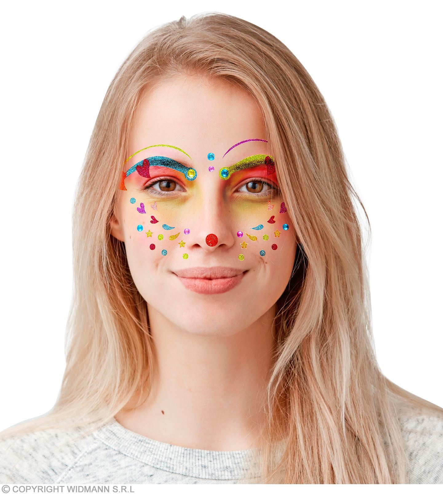 Glitter gezicht stickers glitter clown