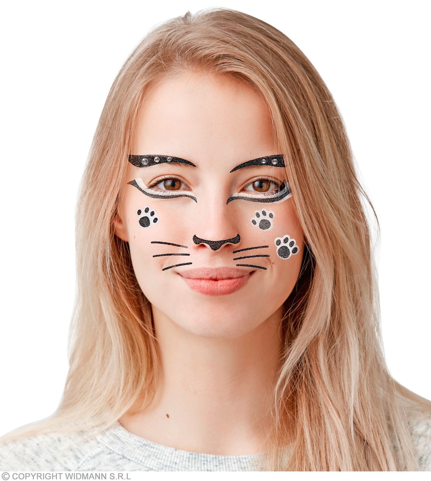 Glitter gezicht stickers glitter kat poes