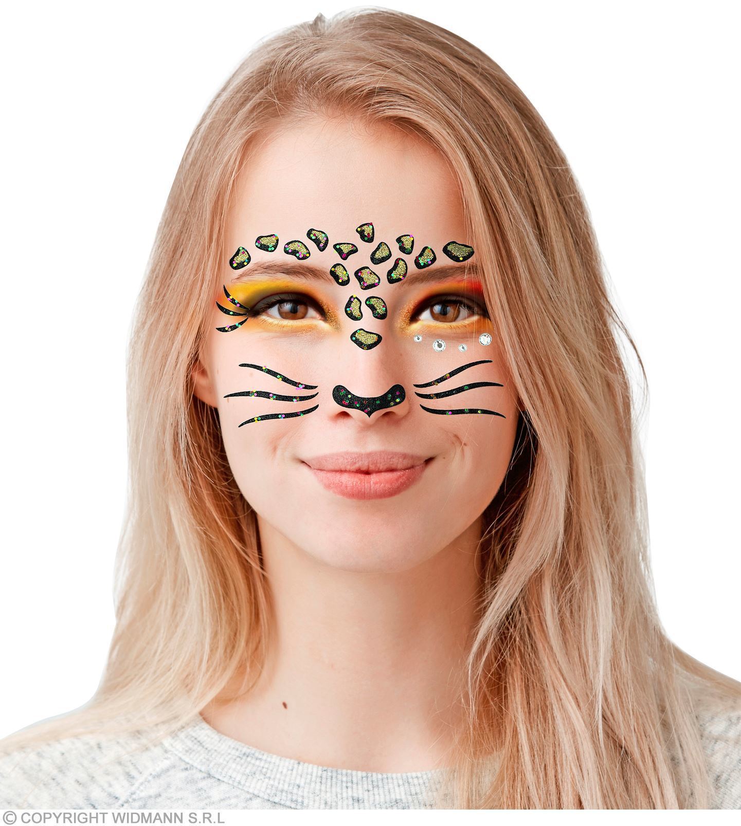 Glitter gezicht stickers glitter luipaard