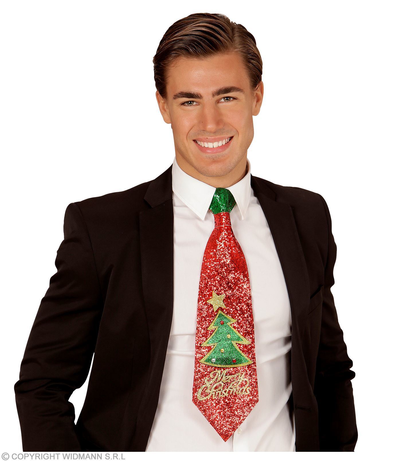 glitter kerstboom stropdas
