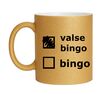 Gouden glitter mok  met aangekruist valse bingo