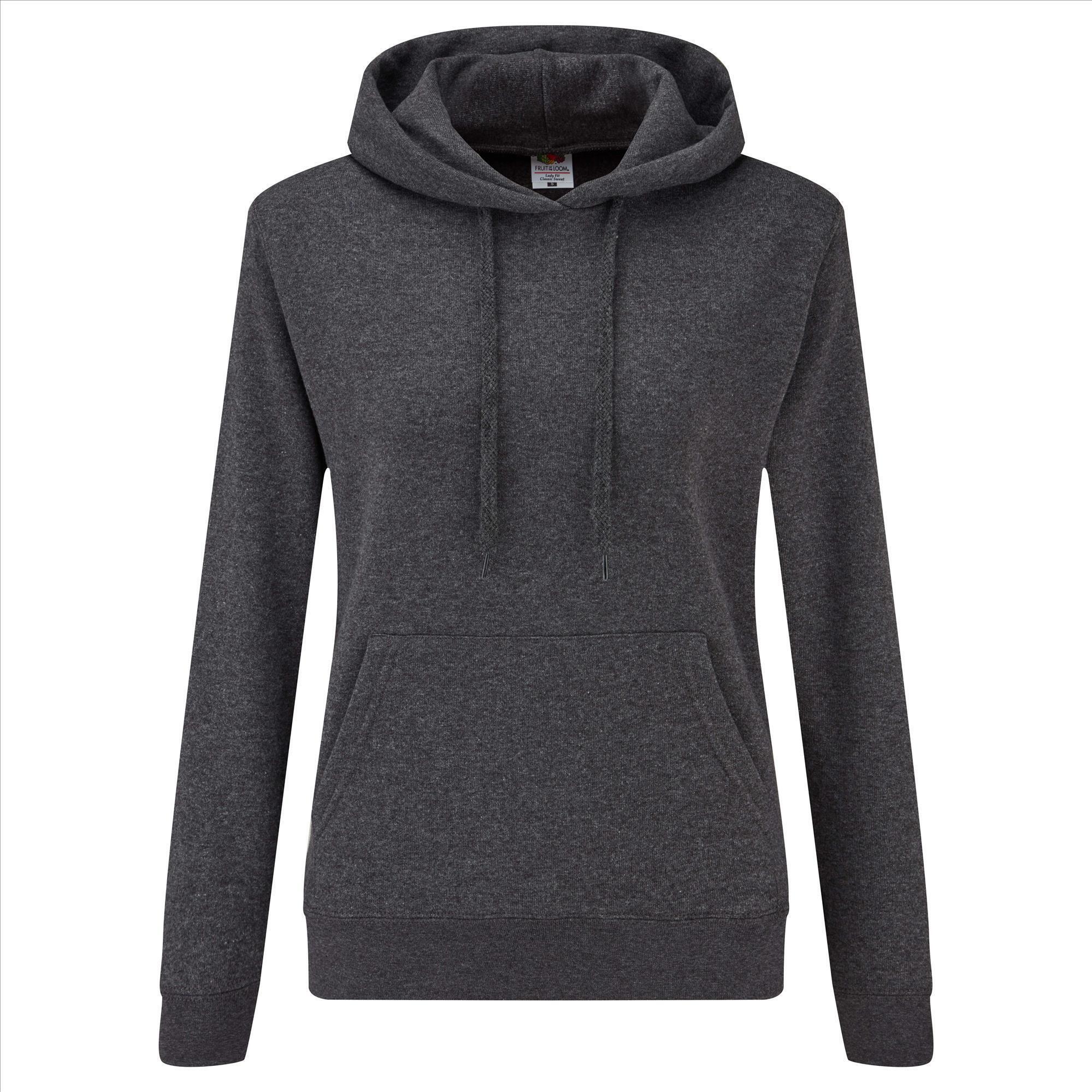 Grijze Dames sweater Lady-Fit met gevoerde capuchon hooded grijs