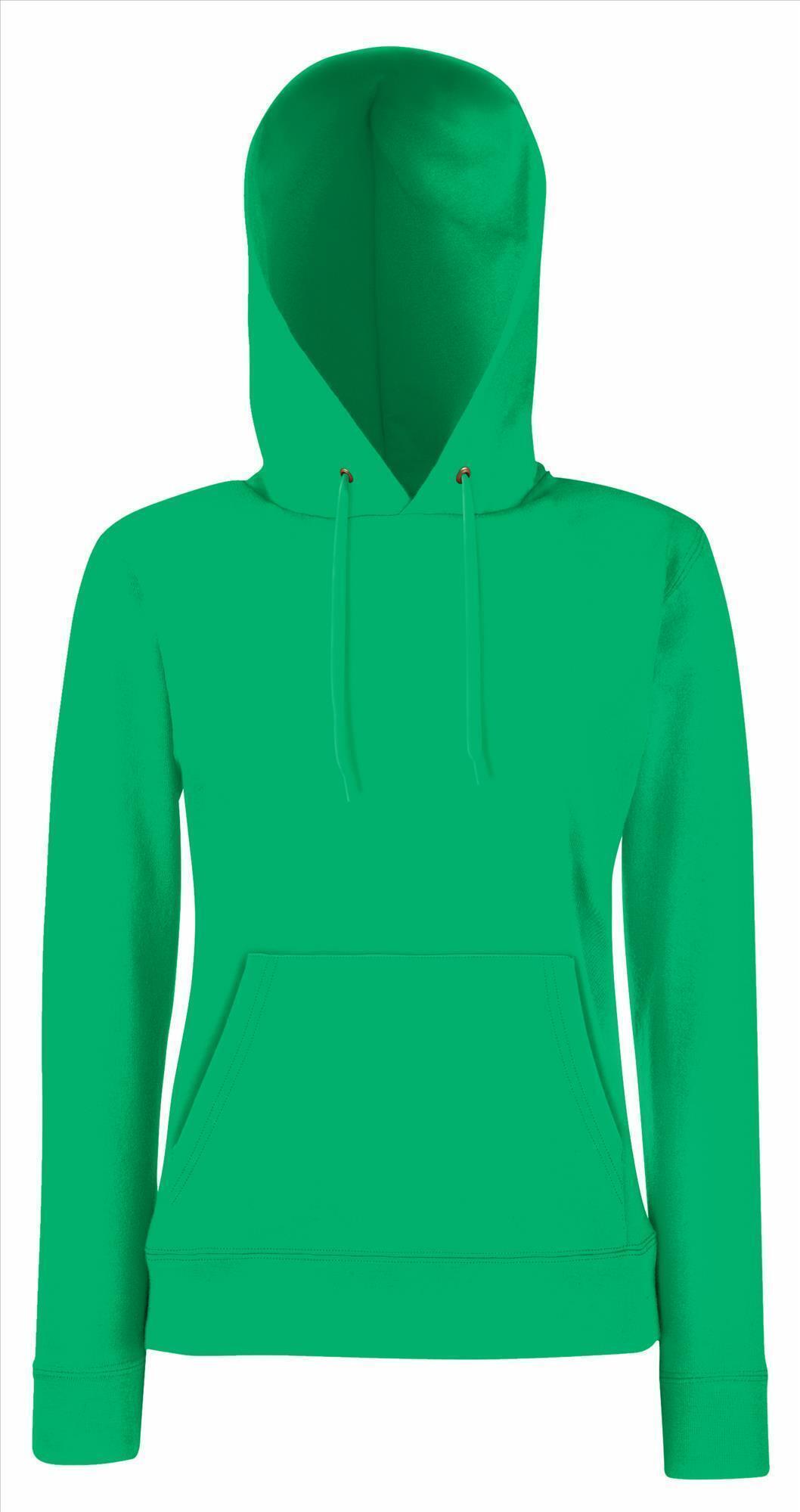 Groene Dames sweater Lady-Fit met gevoerde capuchon hooded groen kelly green