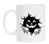 Halloween koffie mok waar een vogelverschrikker uit mok breek