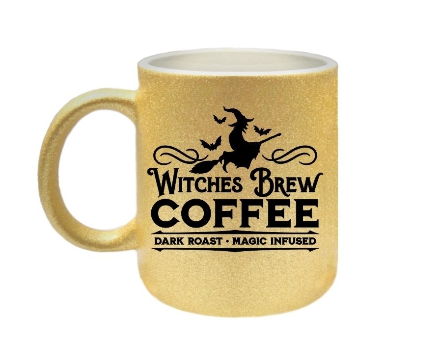 Heksen koffie mok met gouden glitters witches brew coffee halloween