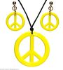 Hippie ketting en oorringen neon, geel peace