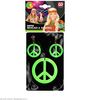 foto 5 Hippie ketting en oorringen neon groen peace