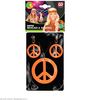 foto 4 Hippie ketting en oorringen neon oranje peace