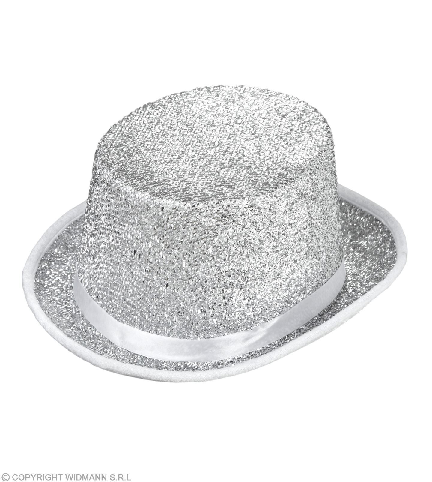 hoge hoed lurex, zilver glitter